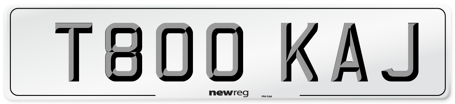 T800 KAJ Number Plate from New Reg